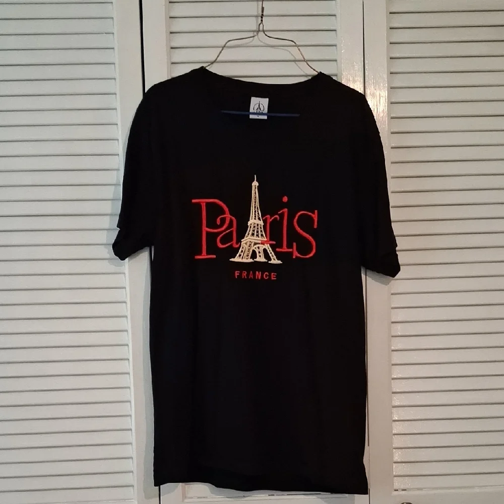 Black Paris France Graphic T-Shirt - Picture 1 of 4